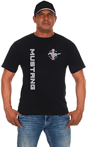JH Design Men's Ford Mustang T-Shirt Classic Short Sleeve Crew Neck Shirt (as1, Alpha, xx_l, Regular, Regular, Black)