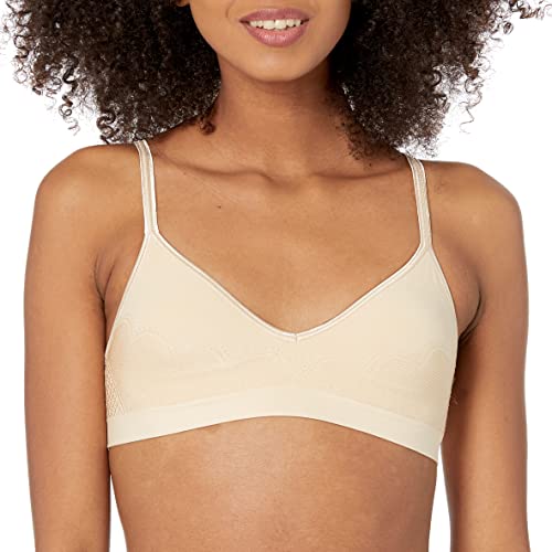 Hanes Women's Wireless Seamless Convertible ComfortFlex Fit Padded Bra, Soft Taupe, Medium