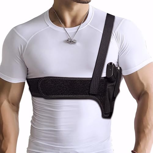 Quick Pull Shoulder Holster Belly Band Holster， Men's and Women's Everyday Carry Underarm Holster,Fits 9mm, Glock, Ruger LCP, Sig P365 Etc Similar Sized Pistols Black Right Hand 45'