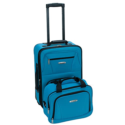 Rockland Fashion Softside Upright Luggage Set, Expandable, Wheel, Telescopic Handle,Turquoise, 2-Piece (14/19)