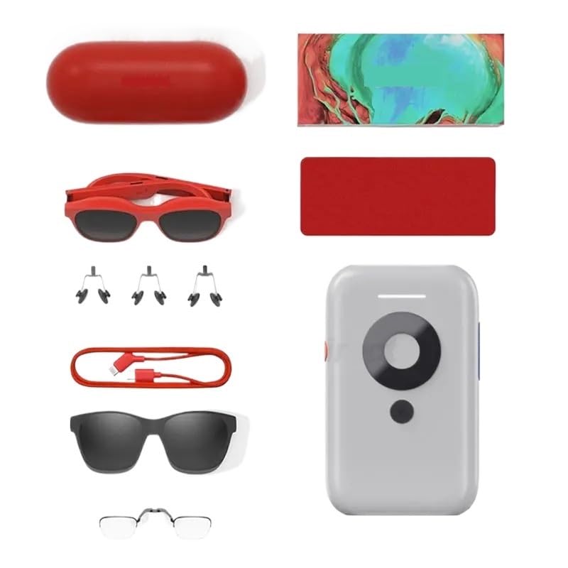 Projection Glasses. Compatible for Air Nreal Air 2 Smart AR Glasses 4K 3D HD 130 Inches Space Giant Screen Private Cinema Portable 1080p View (Color : AIR2 Red with Beam)