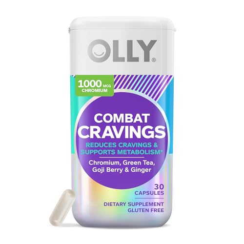 OLLY Combat Cravings, Metabolism & Energy Support Supplement,1000 mcg Chromium, Green Tea, Goji Berry, Ginger - 30 Count