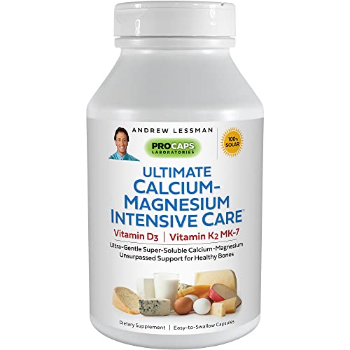 ANDREW LESSMAN Ultimate Calcium-Magnesium Intensive Care with Vitamin D3 & K2 MK7-120 mcg - 60 Capsules – Bone and Skeleton Health Essentials. Gentle, Easy to Swallow, Super Soluble. No Additives