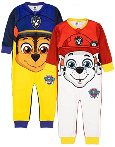 Paw Patrol Boys 2 Pack Onesie | Kids & Toddlers Chase & Marshall Puppy Character All In One Pyjamas | Childrens TV Show Gift