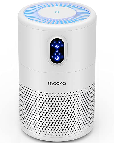 MOOKA Air Purifiers for Home Large Room up to 1076ft², H13 True HEPA Air Filter Cleaner, Odor Eliminator, Remove Smoke Dust Pollen Pet Dander, Night Light(Available for California)