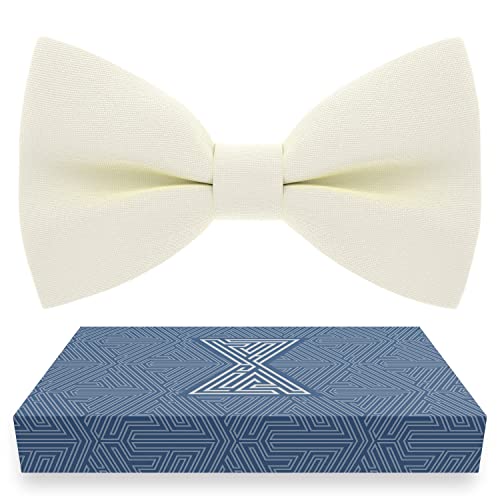Bow Tie House Babies Classic Pre-Tied Bow Tie Formal Solid Tuxedo (Small, Milk)