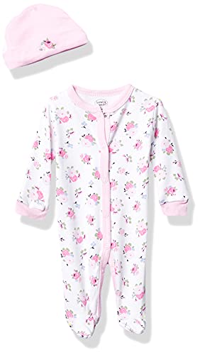 Luvable Friends baby girls Cotton Preemie and Play Cap Sleepers, Floral, Preemie US