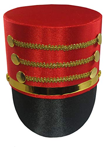 Nicky Bigs Novelties Adult Toy Soldier Hat - Marching Band Major Dress Hats - Ringmaster Nutcracker Cosplay Halloween Costume Accessory, Red, One Size