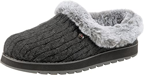 Skechers BOBS Women's Keepsakes - Ice Angel Slipper, Charcoal, 7 M US