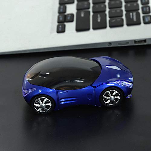 ASHATA Mouse, 2.4G Sport Car Shaped Mouse Bluetooth Optical Mouse with USB Receiver,Portable Cute 1600DPI Mouse for PC Desktop Laptop Tablet Gaming Office(Blue)