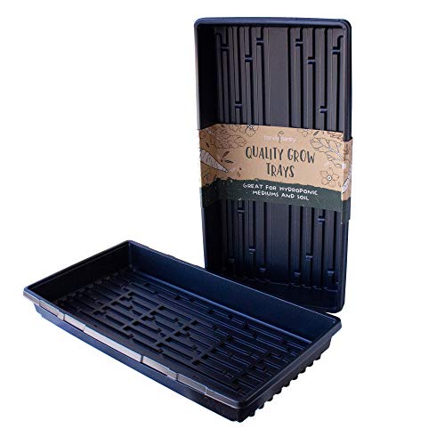 10-Pack 1020 Garden Growing Trays Without Drain Holes - 10' x 20' Plastic Plant Trays No Holes - Wheatgrass Sprouting Tray, Microgreens Seed Tray, Hydroponic Trays, Nursery Flats, Greenhouse Supplies…