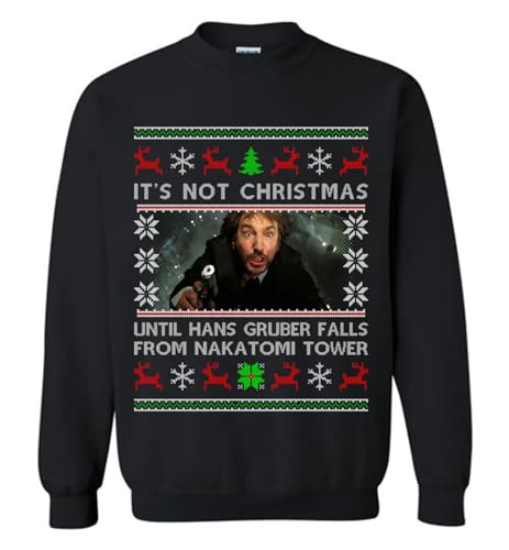 Absurd Ink Hans Gruber Christmas - Sweatshirt (US, Alpha, 4X-Large, Regular, Regular, Black)