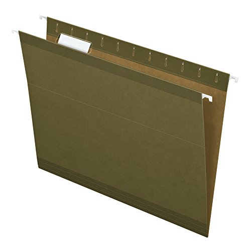 Pendaflex Reinforced Hanging Folders, Letter Size, Standard Green, 1/5 Cut, includes Tabs and Inserts, 25/Box (41521AMZ)