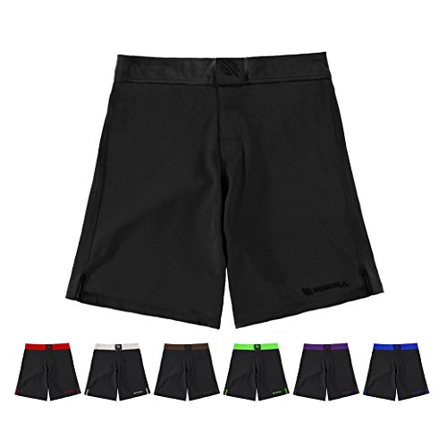 Sanabul Essential MMA Shorts | BJJ Shorts | Boxing Shorts | Fight Shorts (36 inch W, Black)