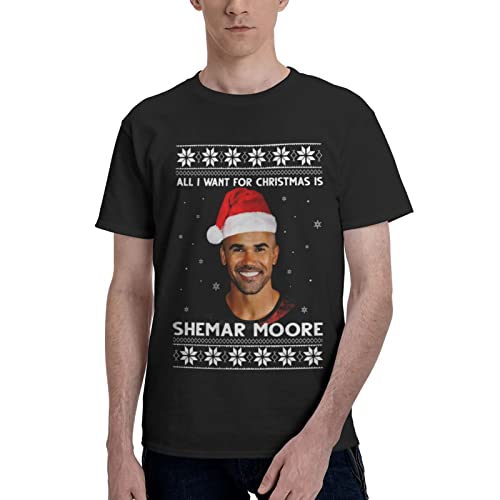 fsem Shemar Moore T Shirt Men's Casual Lightweight Basic Short Sleeve Crew Neck Cotton Graphic Tee Clothes Small Black