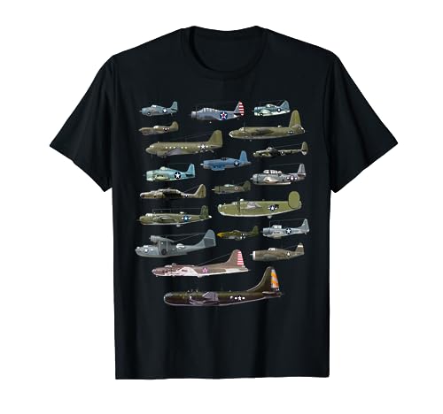 American WW2 Warplanes Warbirds Plane Spotting T-Shirt