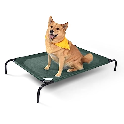 Coolaroo Gale Pacific The Original Cooling Elevated Dog Bed, Indoor and Outdoor, Large, Brunswick Green, 51.00' x 31.50' x 8.00'