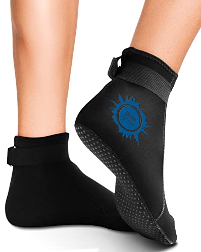 BPS Soft Skin Neoprene Water Socks (Low Cut, Black with Snorkel Blue Logo, M)