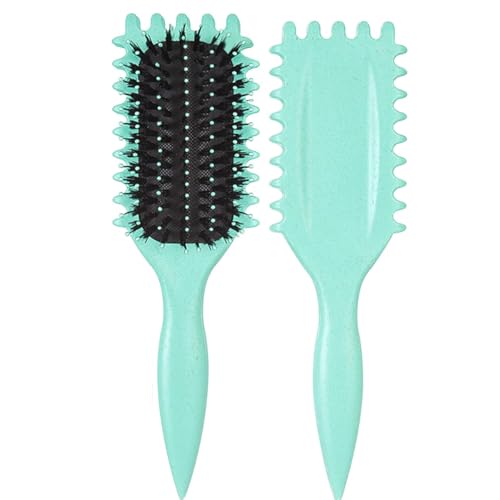 Curl Defining Brush, 2024 Newest Boar Bristle Hair Brush Styling Brush, Curly Hair Brush, Curl Define Styling Brush, Shaping & Defining Curls for Women (Green 1PCS)
