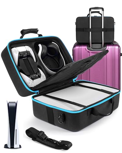 Yewltvep Hard Shell Carrying Case for PS5, Shockproof and Waterproof Organizer Protective Case for Playstation 5 Console, Dual Controller and Accessories