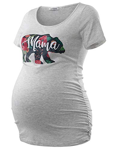 GINKANA Maternity Shirts Mama Bear Top Pregnancy Tshirt Novelty Gift Wild Animal Family Tee