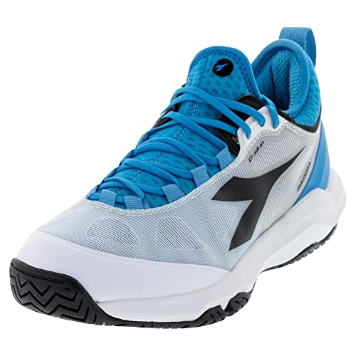 Diadora Men's Speed Blushield Fly 3 + All Ground Tennis Shoe (White/Black/Blue Jewel, 9)