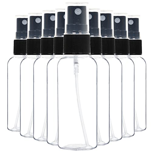 Youngever 14 Pack 2 Ounce Plastic Spray Bottles, Travel Spray Bottles, Mini Spray Bottles, Refillable Plastic Spray Bottles with Lids, Clear Empty Fine Mist Plastic Mini Travel Bottles (Black Sprayer)