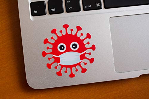 6X (2'- 4') EppoBrand Red & Black Covid Virus with Face Mask Sticker for Laptop Car Fridge Skate Bike JDM