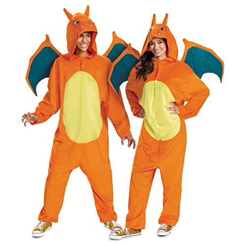 Disguise unisex adult Charizard for Adults, Deluxe Official Pokemon Halloween Sized Costumes, As Shown, Size Large 42-46 US