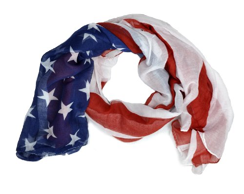 LibbySue-Red, White and Blue, Patriotic American Flag Scarf (USA)