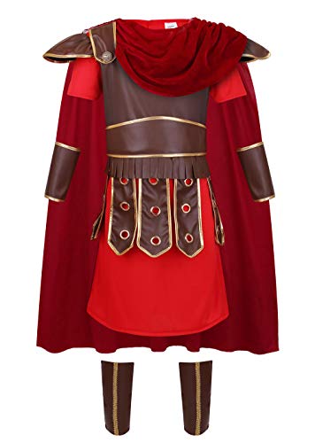 LMYOVE Kids Warrior Costume, Halloween Boys Roman Soldier Gladiator Viking Medieval Historical Role Playing Party 4-11Y (Small,Brown)