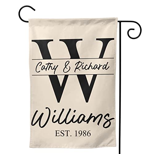 Monogram Family Name Garden Flag 12.5x18' - Double Sided Polyester Soft & Light Weight Yard Lawn Porch Flag, Outside Family Name Initial Letter Flag Outdoor Home Decoration