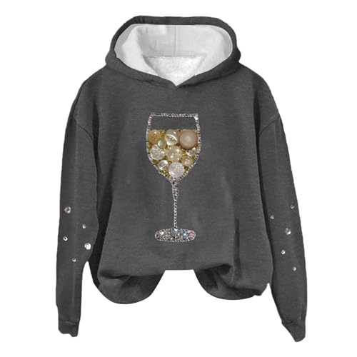 saved for later items Christmas Jewels Printed Sweatshirt Hoodies for Women Winter Long Sleeve Christmas Print Women's (Dark Gray, XXL)