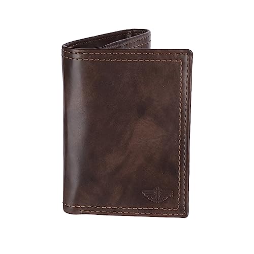 Dockers Men's Extra Capacity Trifold Coated Leather Wallet,Compact,Rfid Blocking, Brown Emboss, One Size