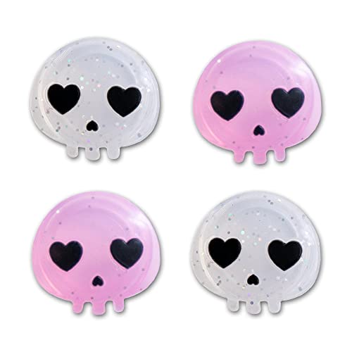 PERFECTSIGHT Switch Joycon Thumb Grips Caps, Cute Halloween Glitter Skull Joystick Cover for Nintendo Switch/Switch OLED/Switch Lite, Kawaii Thumbstick Cover Analog Button Cover for NS Accessories