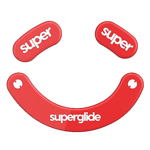Superglide2 - New Controllable Speed Surface Smoothest Mouse Feet/Glides Made with Ultra Strong Glass Smooth and Durable Sole for Razer DeathAdder V3 Pro [RED]