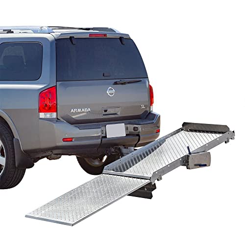 Tilt-A-Rack Premium Aluminum Scooter and Wheelchair Carrier, 350 lb. Weight Capacity, Platform Measures 52' L x 27-5/8' W, Integrated Hitch Adapter for Class III or IV 2' Hitches