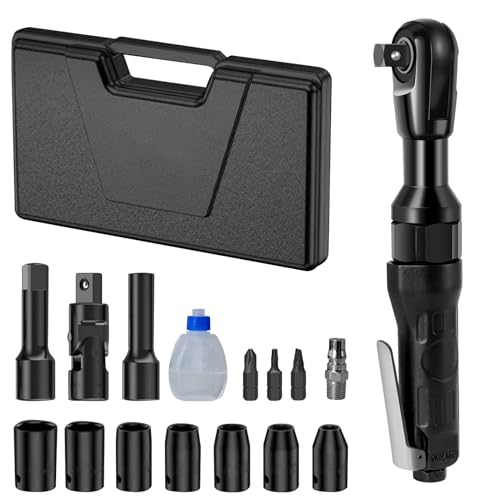 Aflybltol 1/2' Air Ratchet Wrench Set, 50 Ft-Lbs, 160 RPM,Side Exhaust Hole, Professional Pneumatic Wrench for Mechanical Maintenance, Automotive Industry