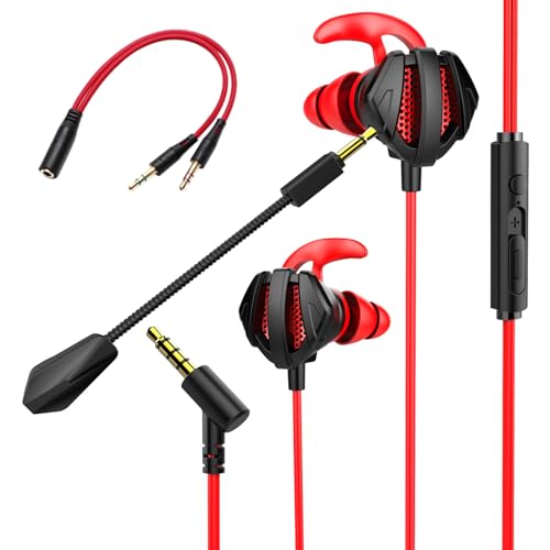 YYUNJINI Gaming Headset with Microphone Wired Gaming Earbuds PC for PS4 PS5 Xbox One Playstation 5 Games Mobile Phone,Detachable Stereo Bass Earphones Noise Cancelling Gaming Headphones with Mic Black