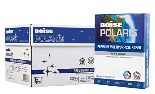 Boise Paper Premium Multipurpose Copy Paper | 8.5' x 11' Letter | 97 Bright White, 24 lb. | 10 Ream Carton (5,000 Sheets)