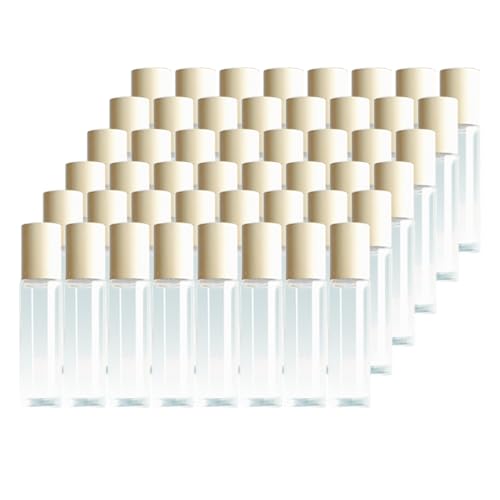 Nature Packaged Glass Clear 10ml Roll-On (Pack of 48) with Multi-tool - Glass Clear Bottle with Metallic Roller Ball and Plastic Twist Cap - Used for Essential Oils or Perfume Roll On Bottles