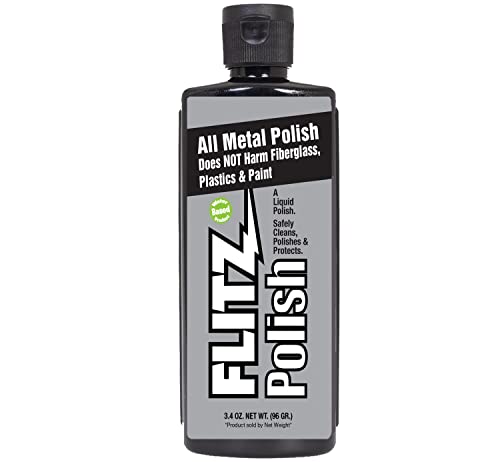 Flitz Metal Polish and Cleaner Liquid for All Metal, Also Works On Plastic, Fiberglass, Aluminum, Jewelry, Sterling Silver: Great for Headlight Restoration and Rust Remover, 3.4 oz
