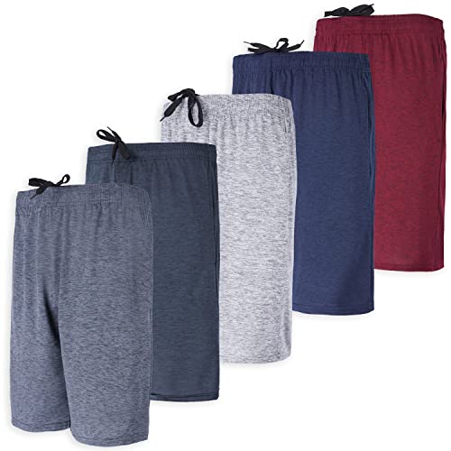 Real Essentials Mens Dry Fit Shorts Dri Active Wear Short Men Athletic Performance Basketball 9 Inch Inseam Sweat Tennis Soccer Running Essentials Gym Casual Workout Sports, Set 5, S, Pack of 5