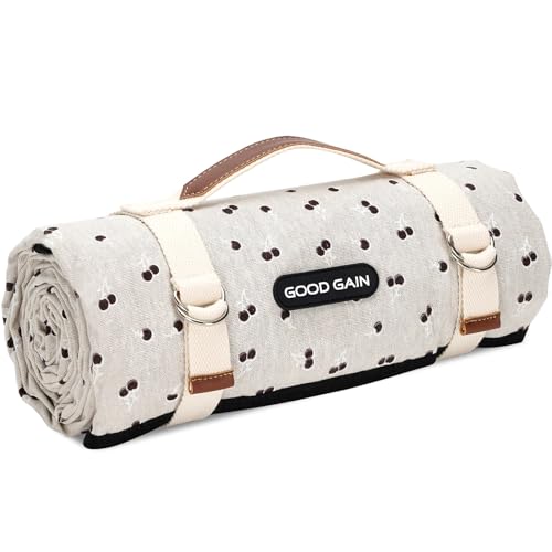 Extra Large Picnic Outdoor Blankets with Carry Strap, Oversized 78'x57' Waterproof & Sand Proof Portable Camping Mat, Outdoor Beach Mat ,Indoor(Brown)