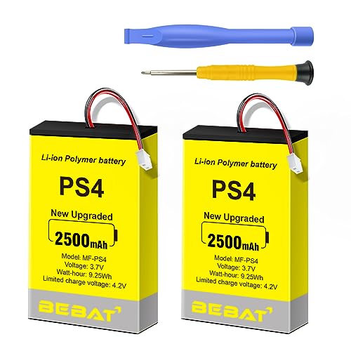 BEBAT 2pcs PS4 Controller Battery,2500mAh Replacement for PS4 Pro Slim Controller 2016 (or Newer) CUH-ZCT2 or CUH-ZCT2U with Tool Kits,NOT Compatible with PS4 Wireless Controller 2015 and Before