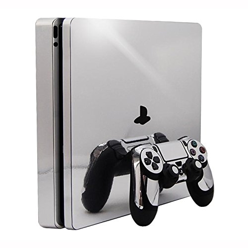 Silver Chrome Mirror - Vinyl Decal Mod Skin Kit by System Skins - Compatible with Playstation 4 Slim Console (PS4S)