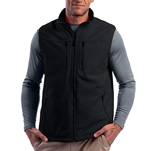 SCOTTeVEST Fireside Fleece Vest for Men - 15 Hidden Pockets - Warm Wrinkle Resistant for Travel & More (Black, Large)