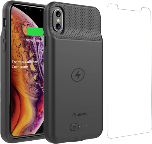 Alpatroix iPhone XR Battery Case, Ultra Slim Portable Protective Extended Charger Cover with Wireless Charging Compatible with iPhone XR (6.1 inch) - (Black)
