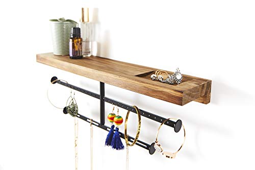 SoCal Buttercup Rustic Jewelry Organizer Wall Mounted - Hanging Necklace Holder - Wall Mounted Jewelry Hanger - Wood Jewelry Display - Wall Mount Storage for Necklaces, Bracelets, and Earrings