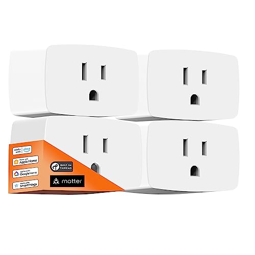 Onvis Smart Plug, Matter Over Thread, Compatible with Apple Home, Alexa & Google Home, More Responsive, App and Voice Control, Schedule and Timer, 100% Private, Grouping and Sharing,15A/1800W Max (4)